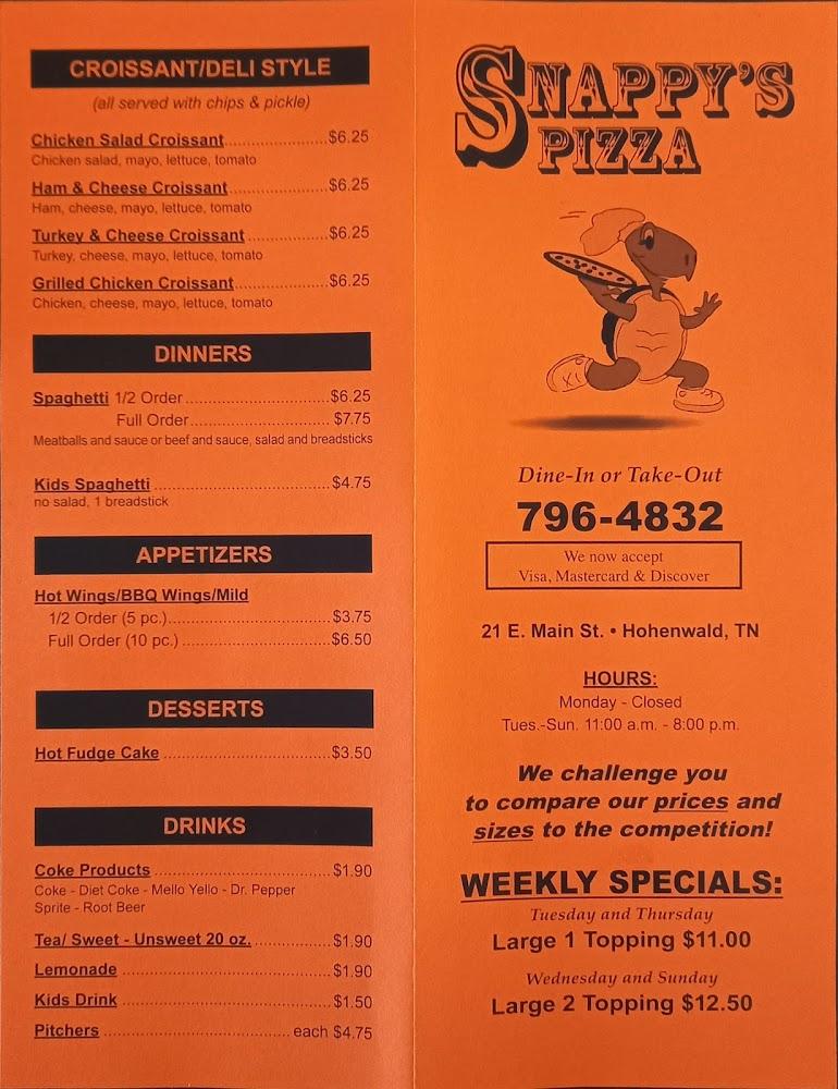 Snappy's Pizza Menu image 3